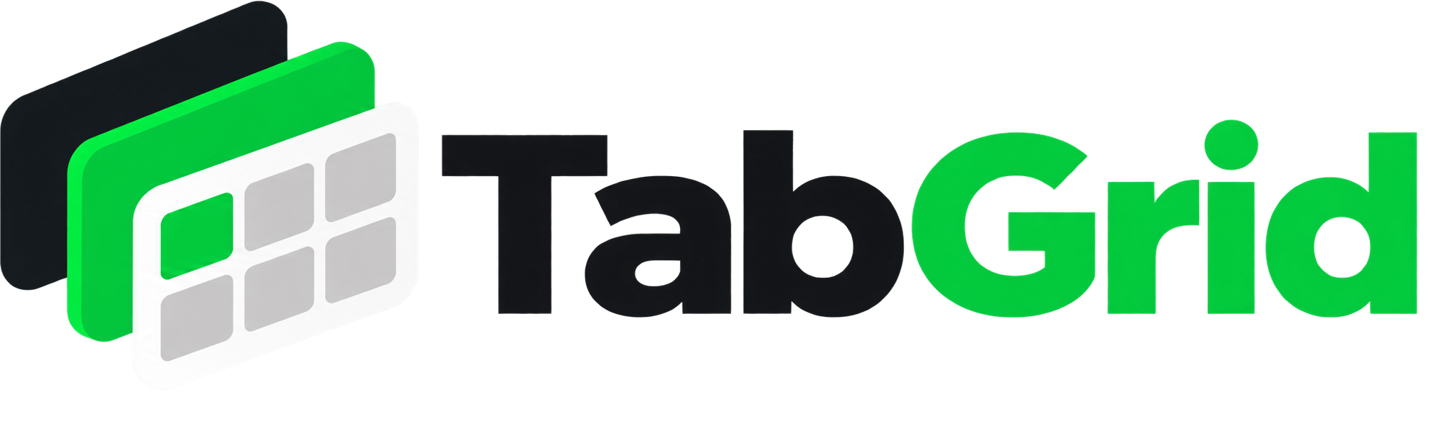 Tabgrid green and charcoal wordmark for light backgrounds